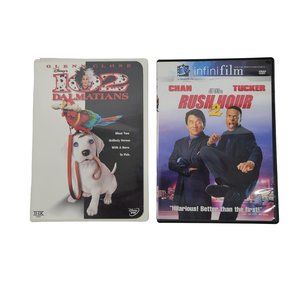 102 Dalmatians Glenn Close Rush Hour 2 Jackie Chan Chris Tucker DVDs Lot Of 2